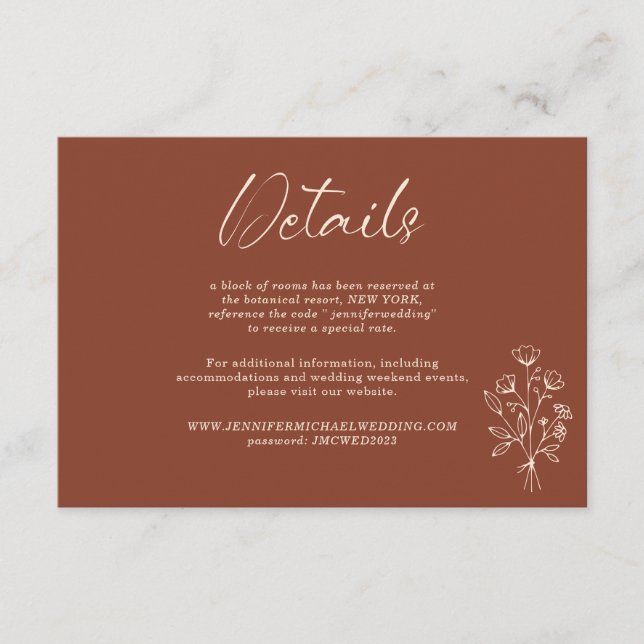 Carte D'accompagnement Terracotta Bouquet Boho Détails (Devant)