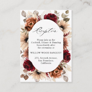 Carte D'accompagnement Terracotta Burgundy Mauve Réception de mariage flo