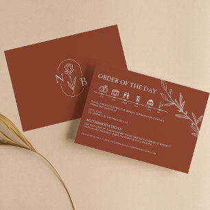 Carte D'accompagnement Terracotta Burnt Orange Rustique Mariage Timeline
