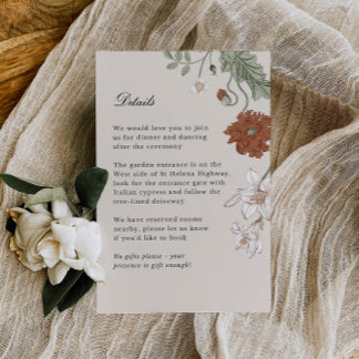 Carte D'accompagnement Terracotta Fleurs Vintages Détails Mariage de auto