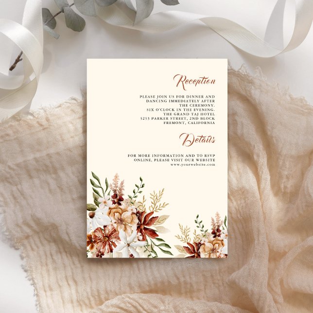 Carte D'accompagnement Terracotta Floral Fleur sauvage Cream Détails du M (Créateur téléchargé)