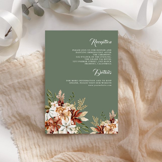 Carte D'accompagnement Terracotta Floral Fleur sauvage Sage Green Mariage (Créateur téléchargé)