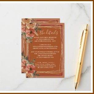 Carte D'accompagnement Terracotta Floral Mariage Détails du site web QR