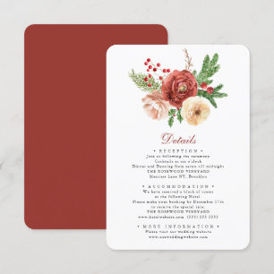 Carte D'accompagnement Terracotta Floral Pine Folio Détails Mariage Enc