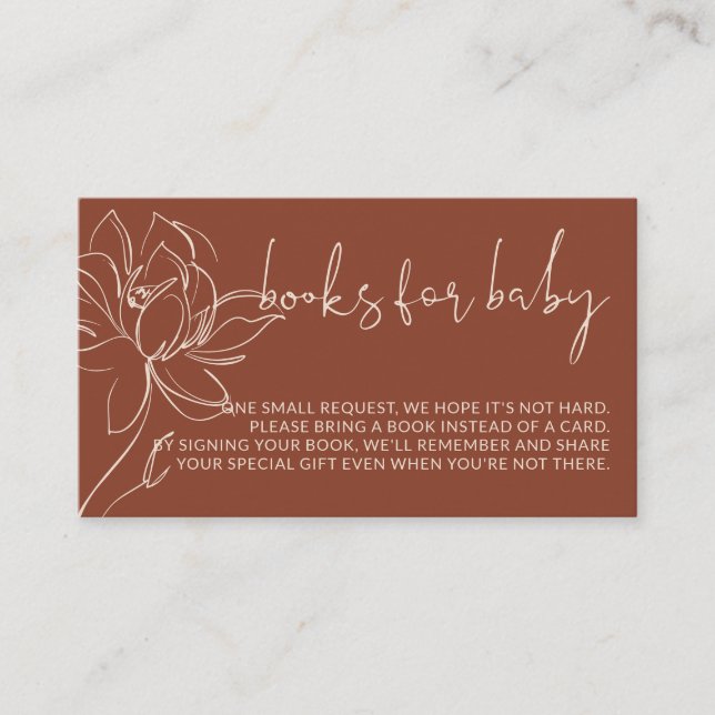 Carte D'accompagnement Terracotta Livres modernes demande baby shower sim (Devant)