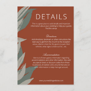 Carte D'accompagnement Terracotta Sage Vert Moderne Botanique Mariage