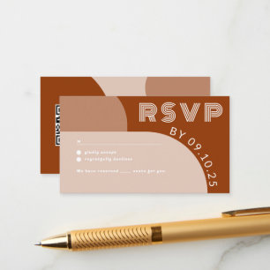 Carte D'accompagnement Terracotta Super Arch Retro RSVP QR code Mariage