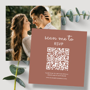 Carte D'accompagnement Terre cuite Code QR RSVP de mariage