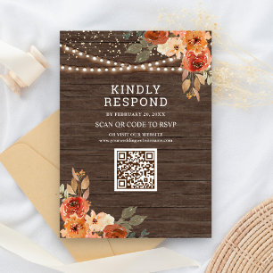Carte D'accompagnement Terre Fleurie Bois Terre Cuite QR Code RSVP Mariag