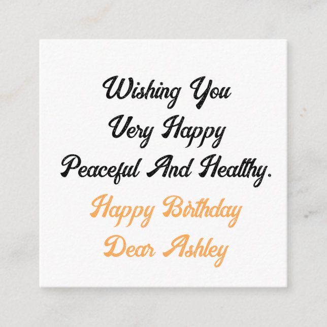 Carte D'accompagnement Texte de nom personnalisé Photo Joyeux Anniversair (Devant)