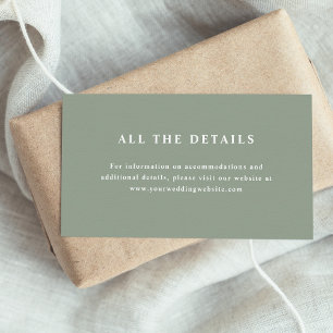 Carte D'accompagnement Texte Élégant Vert Sage   Détails du mariage