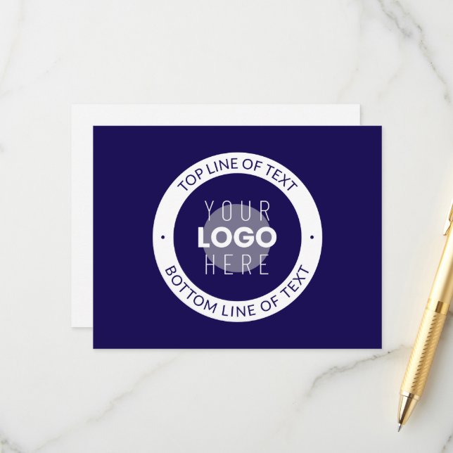 Carte D'accompagnement Texte et logo personnalisables | Bleu foncé violet (Devant/Arrière en situation)