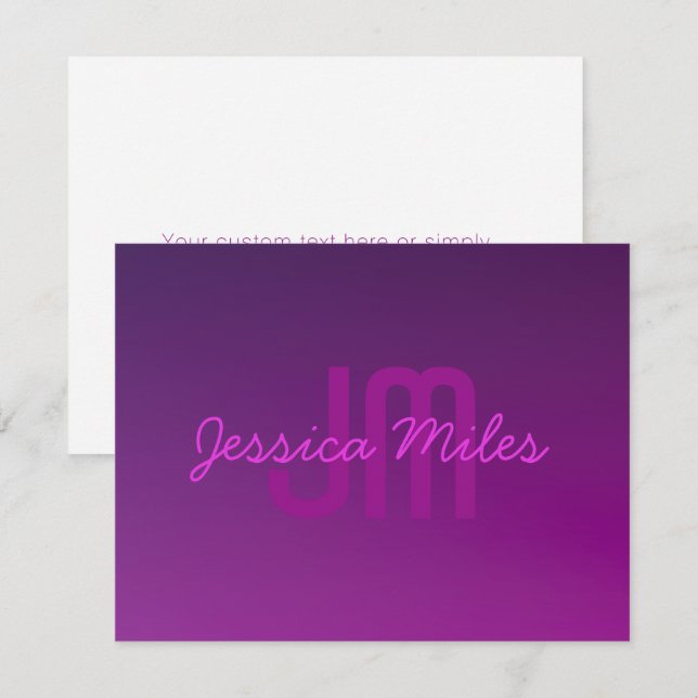 Carte D'accompagnement Texte monogramme modifiable moderne & Ombre violet (Devant / Derrière)