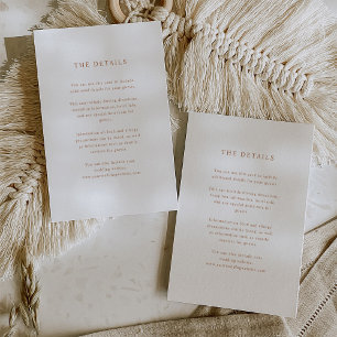 Carte D'accompagnement Texte simple et élégant   Boho Mariage Détails de 