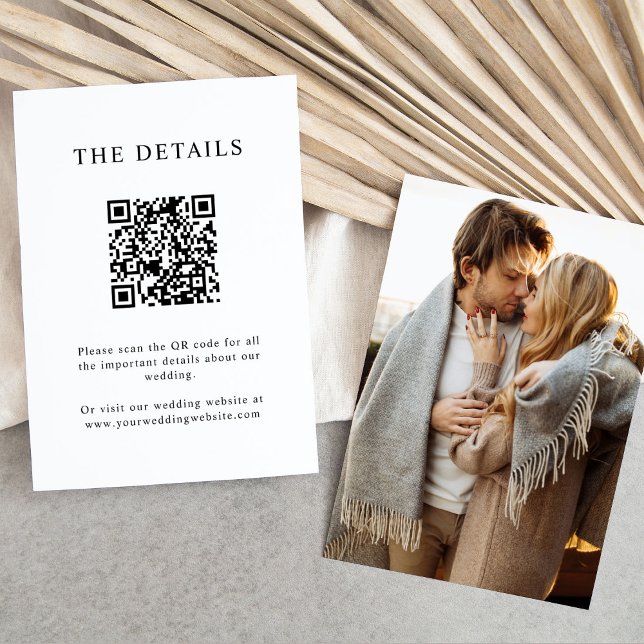 Carte D'accompagnement Texte simple et élégant Détails du Mariage de phot (Créateur téléchargé)