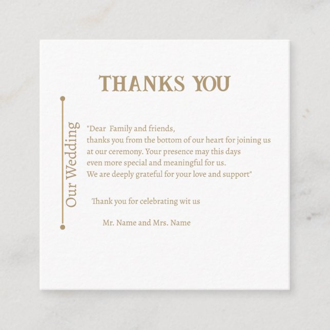 Carte D'accompagnement Thank you (Devant)