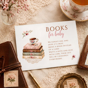 Carte D'accompagnement Thé à l'heure florale vintage livres de tasse à th