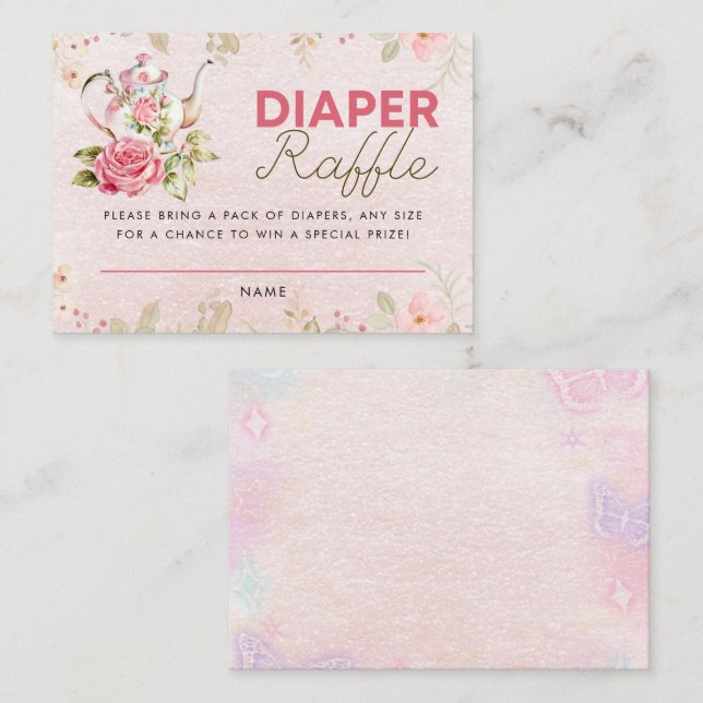 Carte D'accompagnement Thé Baby shower Déchets Raffle (Devant / Derrière)