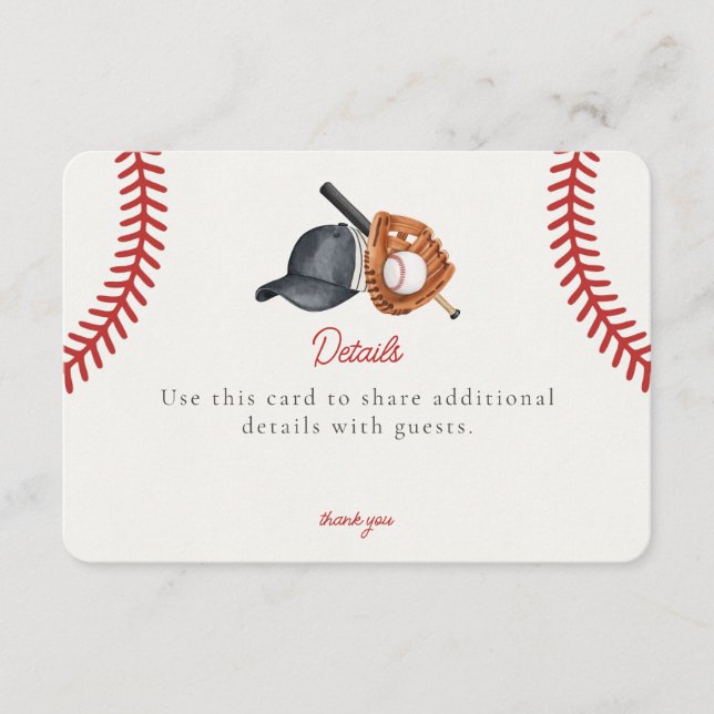 Carte D'accompagnement Thème de baseball Accueil Exécuter Détails de l'In (Devant)