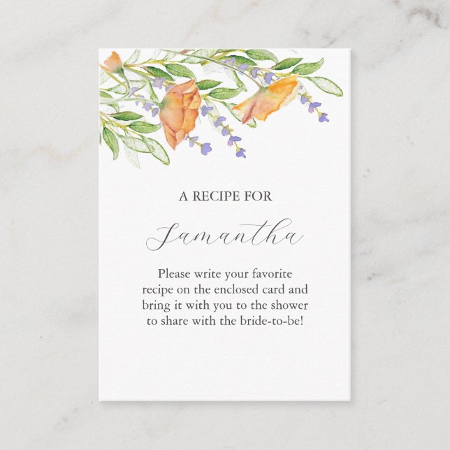 Carte D'accompagnement Thème de mariage aux fleurs sauvages aquarelle (Devant)