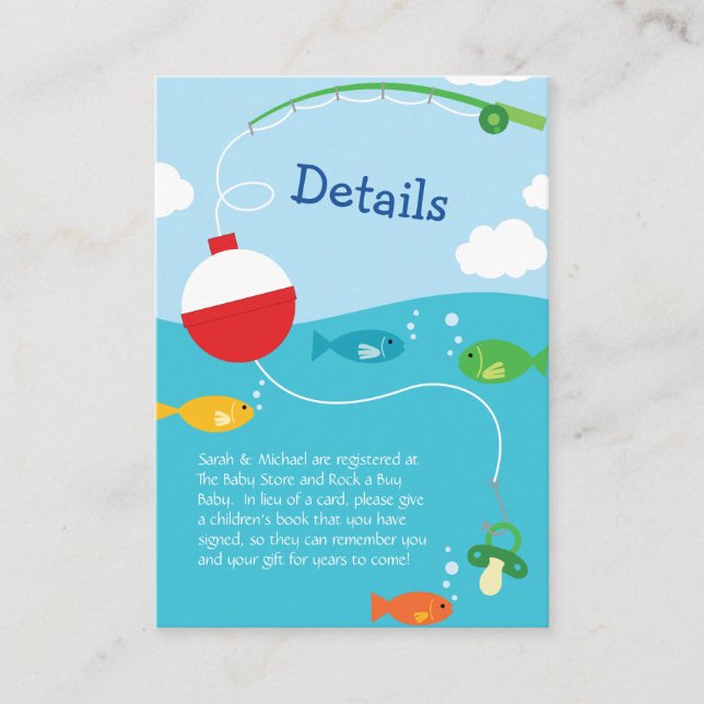 Carte D'accompagnement Thème de poisson Baby shower de pêche pour pêcheur (Devant)