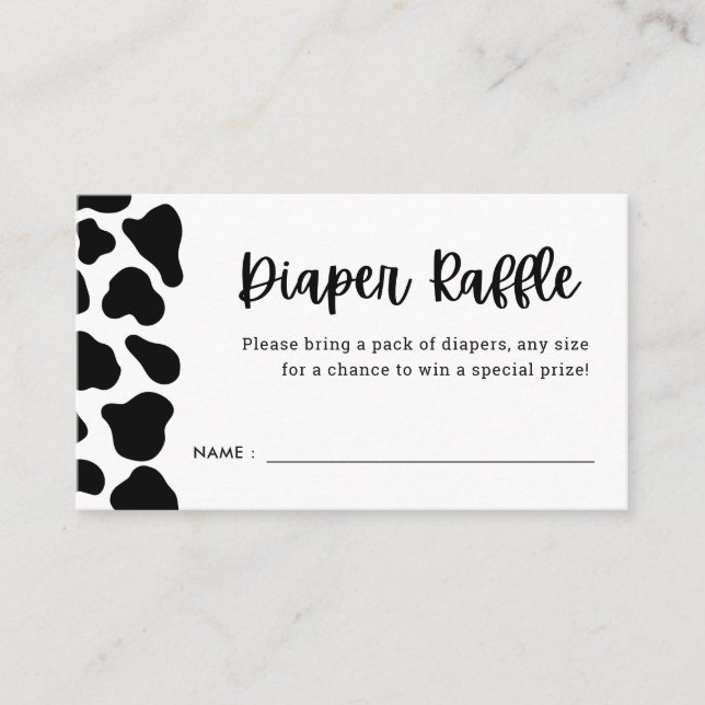 Carte D'accompagnement Thème Vache Baby shower Déchets Raffle Billets (Devant)