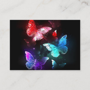 Carte D'accompagnement Three Glowing Butterflies on night background