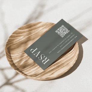Carte D'accompagnement Thyme Green Mariage QR Code RSVP