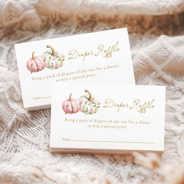 Carte D'accompagnement Ticket Baby shower Citrouille rose (Girl Fall Baby Shower Diaper Raffle )