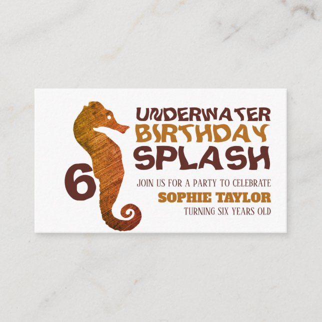Carte D'accompagnement Ticket d'anniversaire pour enfants de Seahorse, Aq (Devant)