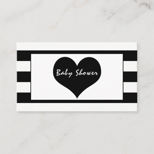 Carte D'accompagnement Ticket de Baby shower noir et blanc moderne (Devant)
