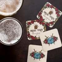 Ticket de boisson de mariage RPG Couronne de rose
