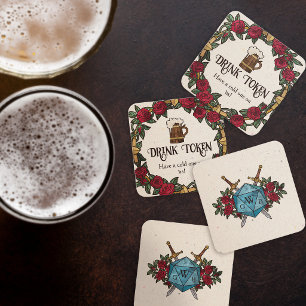 Carte D'accompagnement Ticket de boisson de mariage RPG Couronne de rose