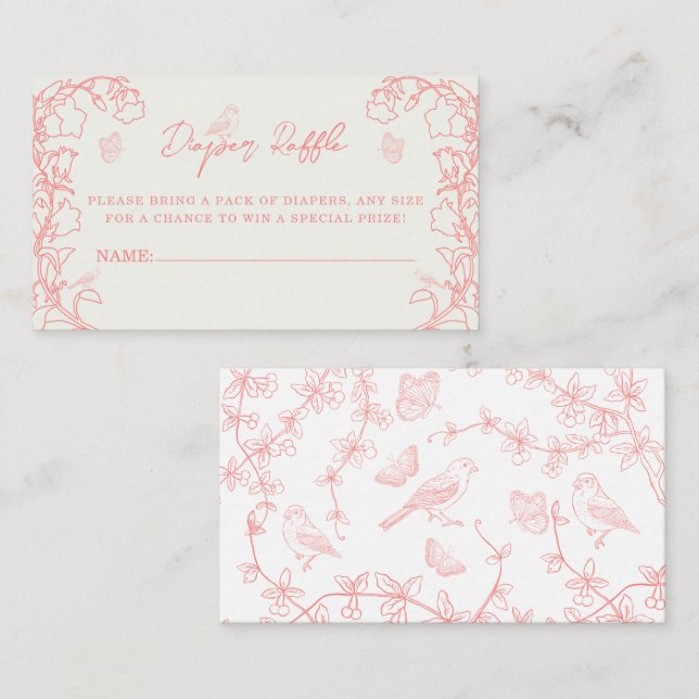 Carte D'accompagnement Ticket de rabat à rabat Peach Peach Pink Chinoiser (Devant / Derrière)