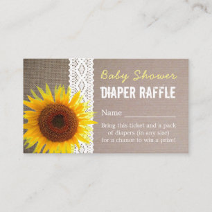 Carte D'accompagnement Ticket de rabat pour bébé Sunflower Burlap & Lace