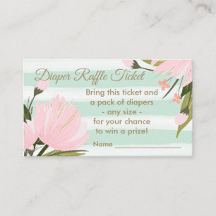 Carte D'accompagnement Ticket de tombola de couche pour Baby Shower Fleur