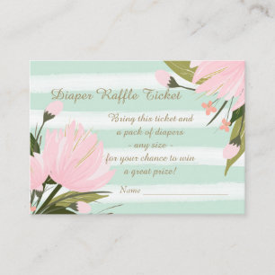Carte D'accompagnement Ticket de tombola de couche pour Baby Shower Fleur