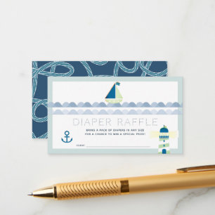 Carte D'accompagnement Ticket de tombola de couche pour Baby Shower Marin