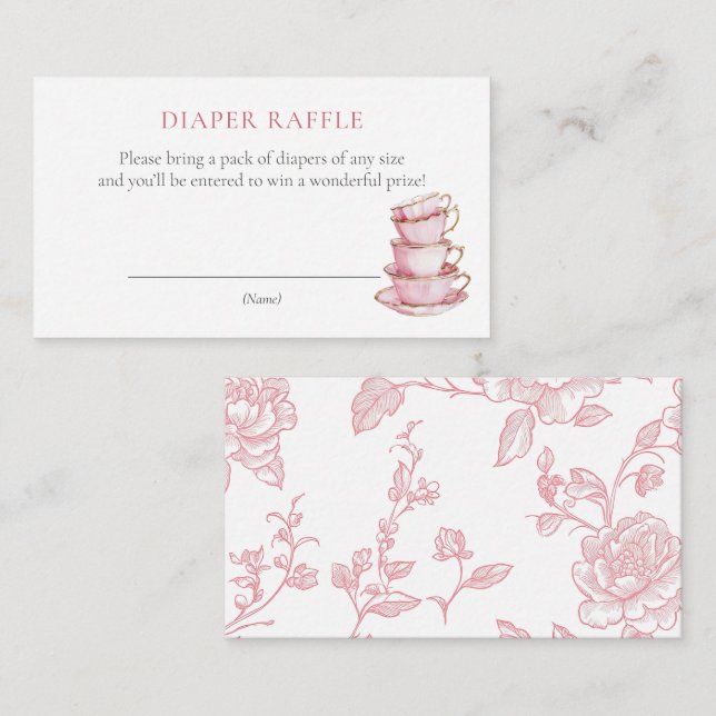 Carte D'accompagnement Ticket de tombola de couche pour Baby Shower Pink  (Devant / Derrière)