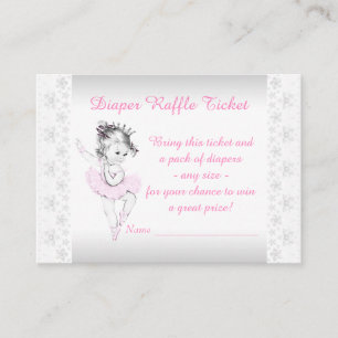Carte D'accompagnement Ticket de tombola de couche pour ballerine rose
