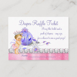 Carte D'accompagnement Ticket de tombola de couche pour princesse rose et