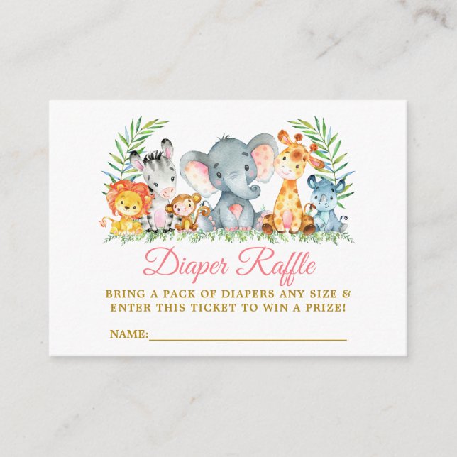 Carte D'accompagnement Ticket de tombola de couche Safari Animals Baby Sh (Devant)