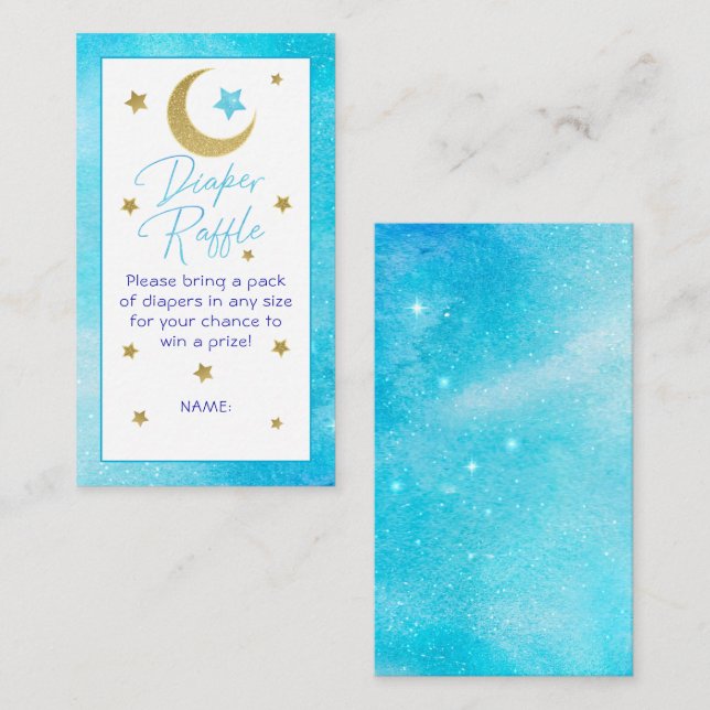 Carte D'accompagnement Ticket de tombola de couches Blue Moon & Stars – S (Devant / Derrière)
