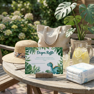Carte D'accompagnement Ticket de tombola de couches pour Baby Shower Dino