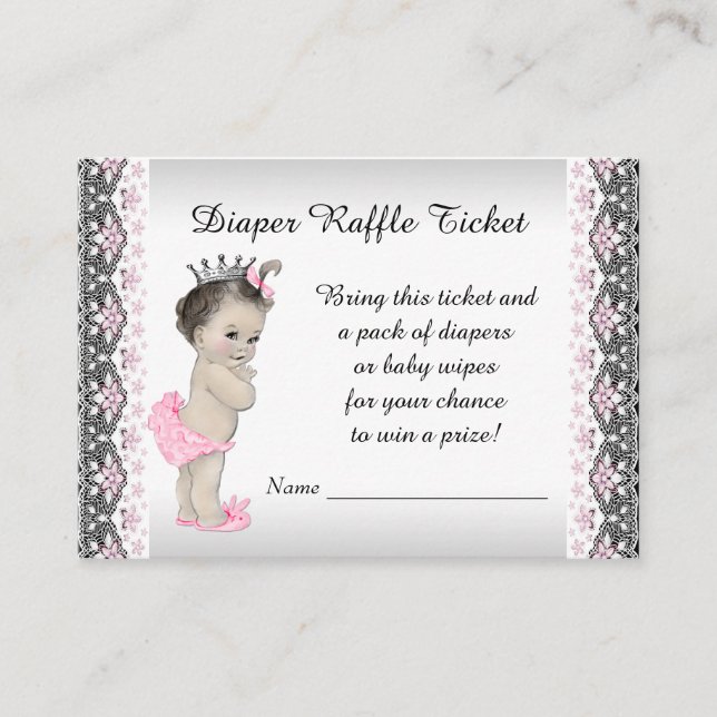 Carte D'accompagnement Ticket de tombola pour couche de Princesse Rose Ar (Devant)