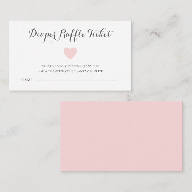 Carte D'accompagnement Ticket Pastel Pink Heart Girl Diaper (Devant / Derrière)