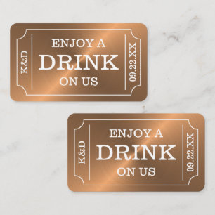 Carte D'accompagnement Ticket Rose Gold Style "Profitez d'une boisson off