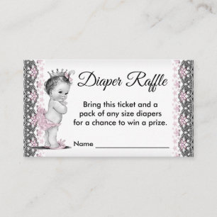 Carte D'accompagnement Ticket vintage Princess Diaper Raffle