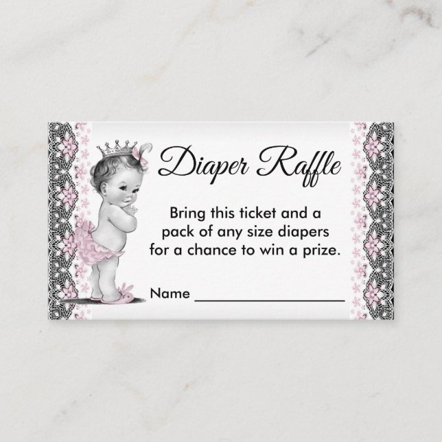 Carte D'accompagnement Ticket vintage Princess Diaper Raffle (Devant)
