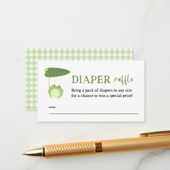 Carte D'accompagnement Tickets au Baby shower de la grenouille mignonne (Devant/Arrière en situation)